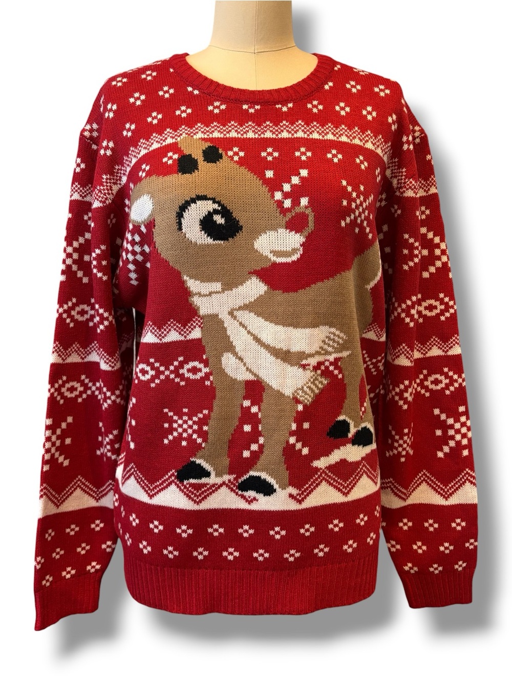 Ugly Christmas Sweater Rudolph and Snowflakes Women’s M - Picture 2 of 11